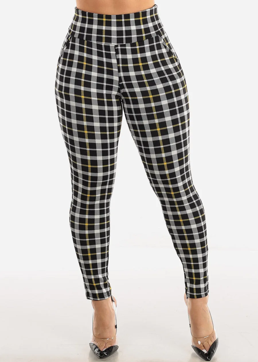 High Waisted Butt Lift Stretchy Plaid Skinny Pants w Pockets sold by Moda product image thumbnail 5