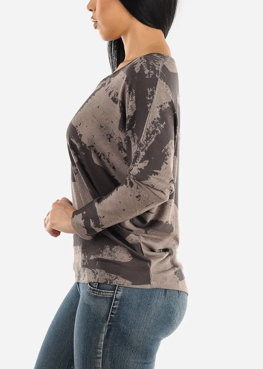 Printed Long Sleeve Dolman Tunic Top Grey sold by Moda product image thumbnail 3