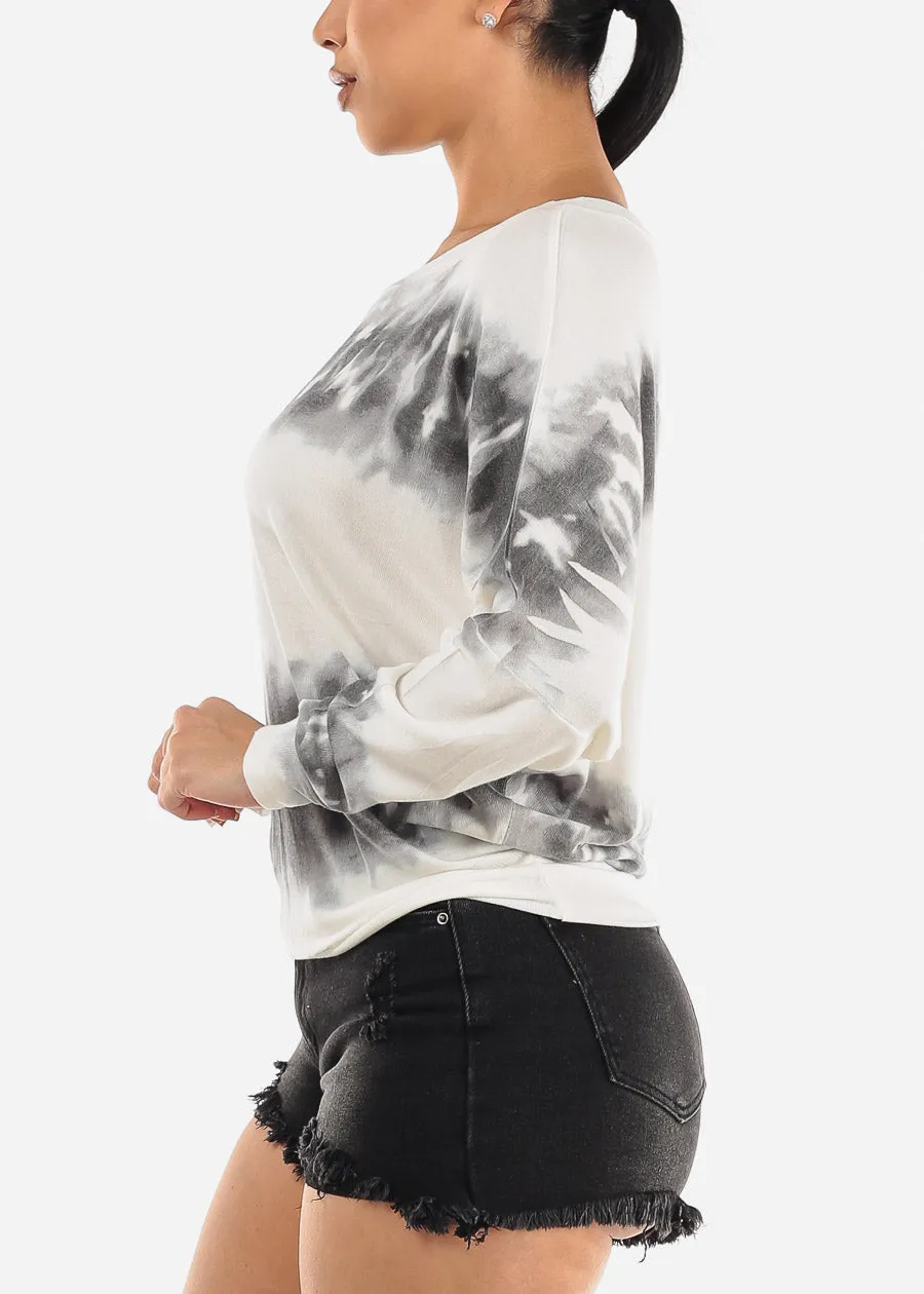 Long Sleeve Dolman Tie Dye Tunic Top White sold by Moda product image thumbnail 3