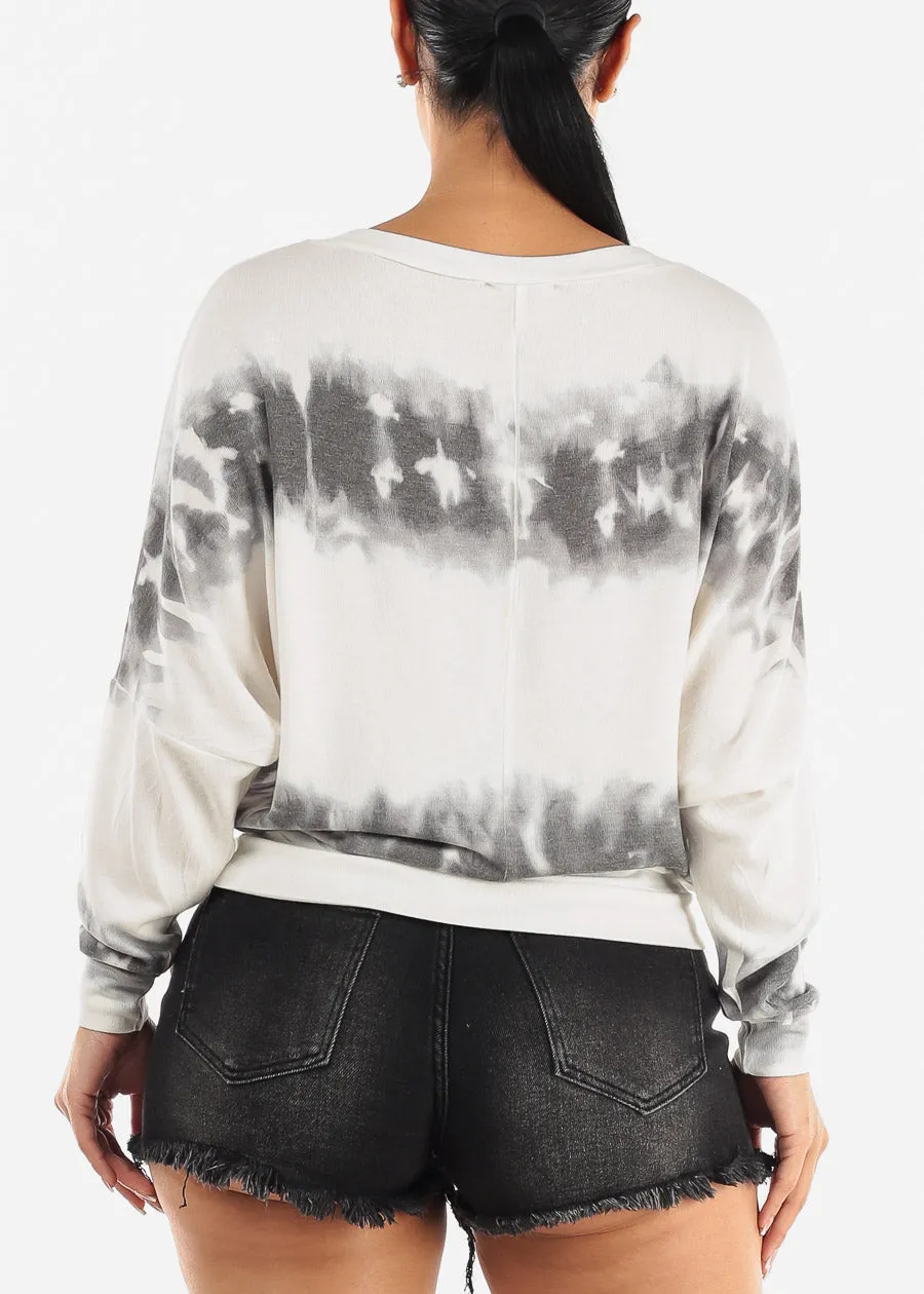 Long Sleeve Dolman Tie Dye Tunic Top White sold by Moda product image thumbnail 4