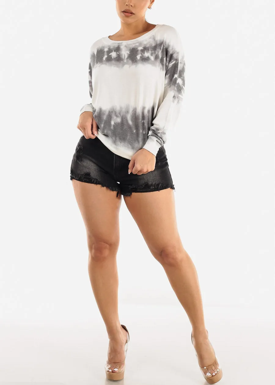 Long Sleeve Dolman Tie Dye Tunic Top White sold by Moda product image thumbnail 2