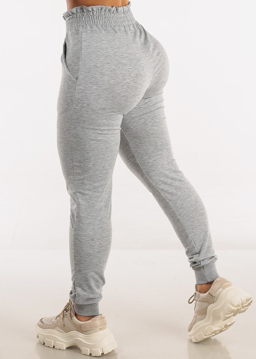 Smocked High Waist Jogger Pants Heather Grey sold by Moda product image thumbnail 5