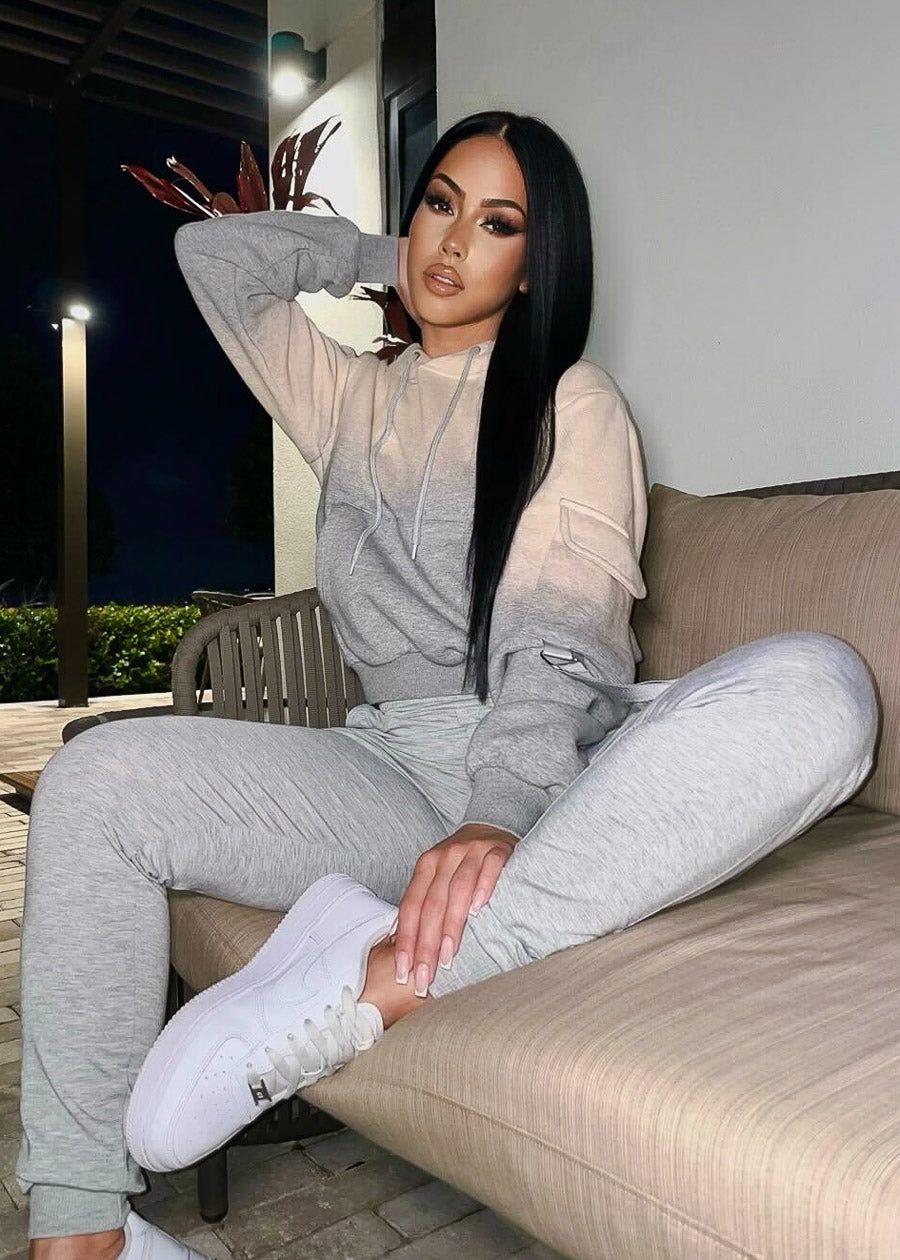 Smocked High Waist Jogger Pants Heather Grey sold by Moda product image thumbnail 2