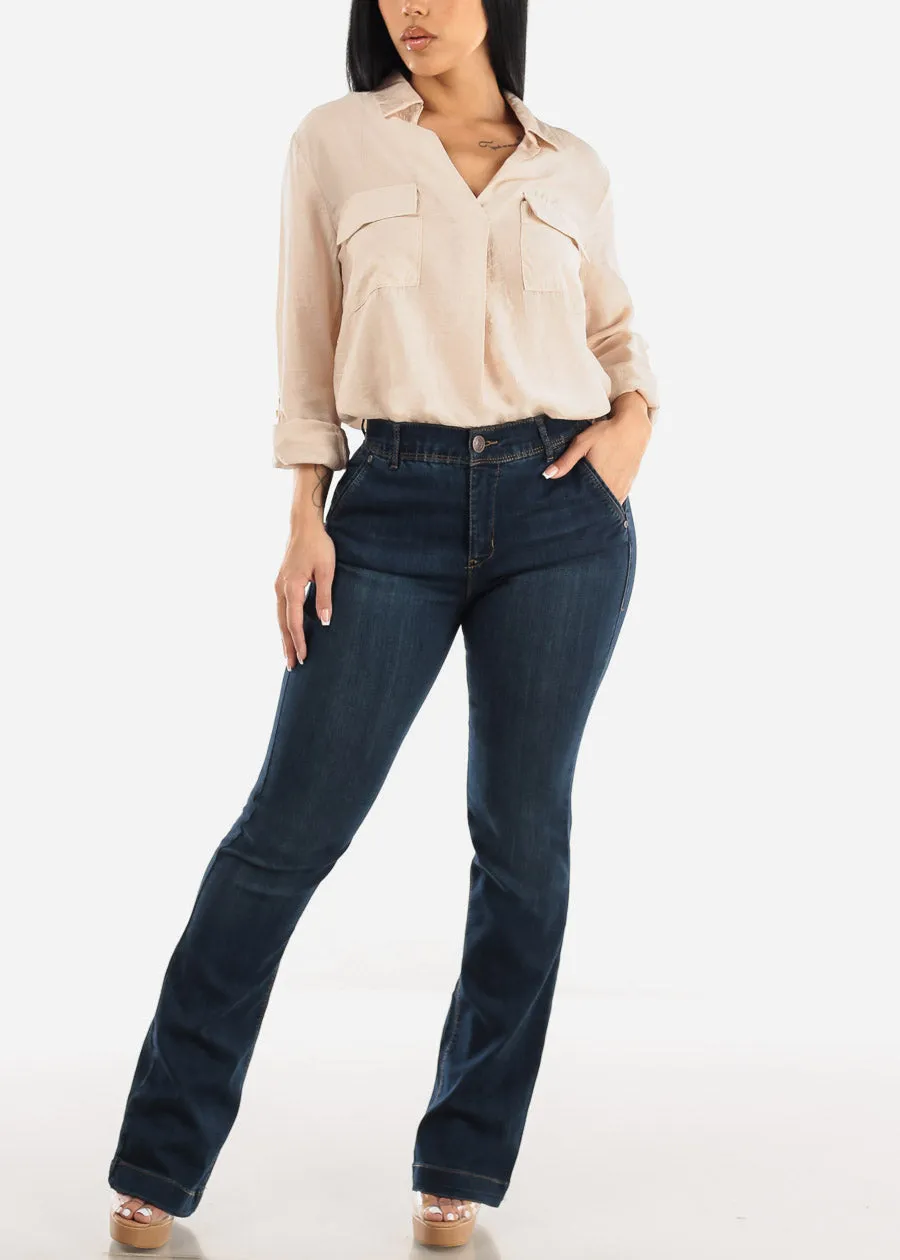 Super High Waisted Butt Lifting Bootcut Jeans Dark Wash sold by Moda product image thumbnail 2