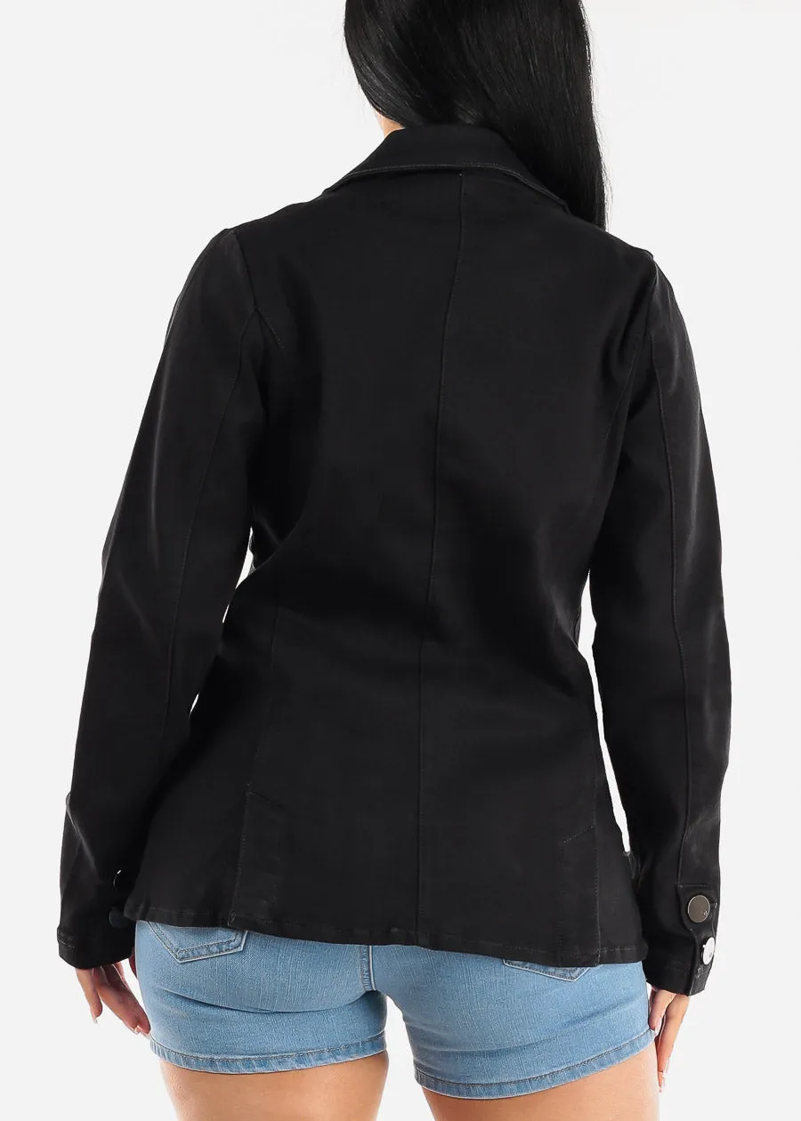 Long Sleeve Black Denim Blazer w Pockets sold by Moda product image thumbnail 4
