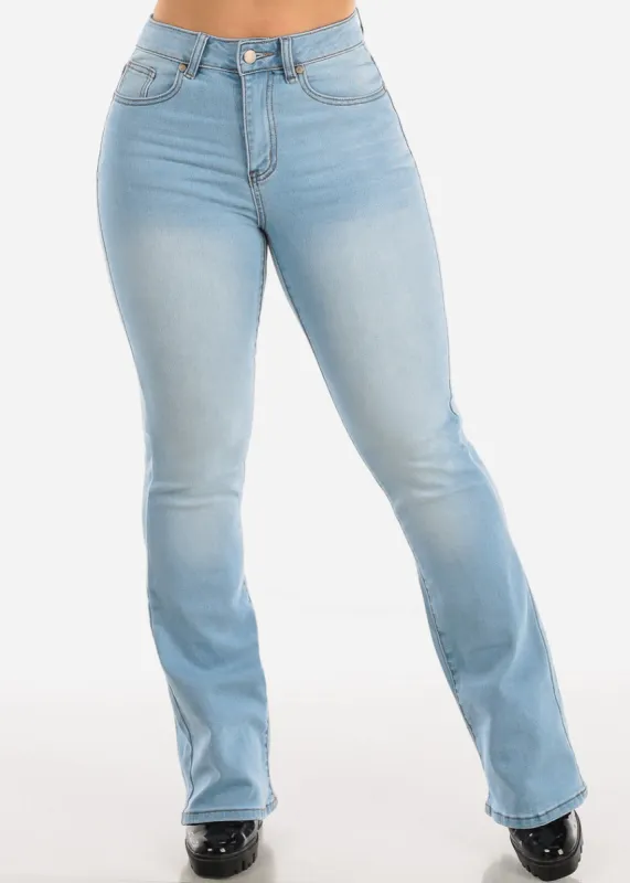 High Waist Light Blue Bootcut Jeans sold by Moda