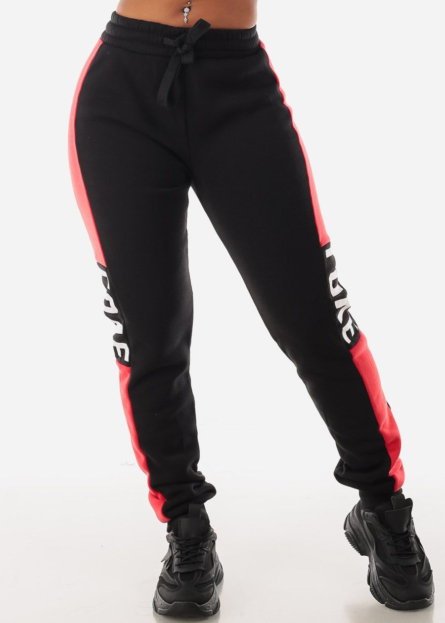 Fleece High Waist Jogger Sweatpants Black "Love" sold by Moda product image thumbnail 3