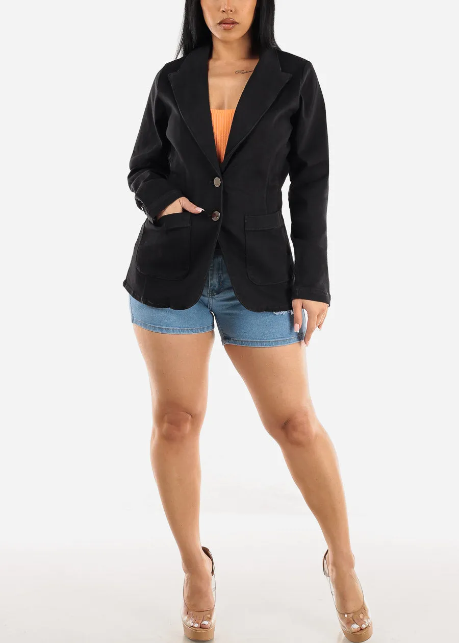 Long Sleeve Black Denim Blazer w Pockets sold by Moda product image thumbnail 2