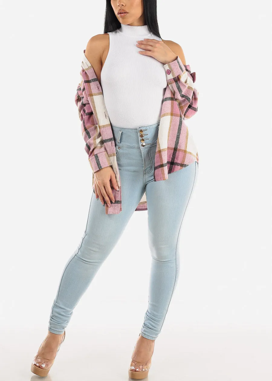 White Sleeveless Ribbed Mock Neck Thong Bodysuit sold by Moda product image thumbnail 2