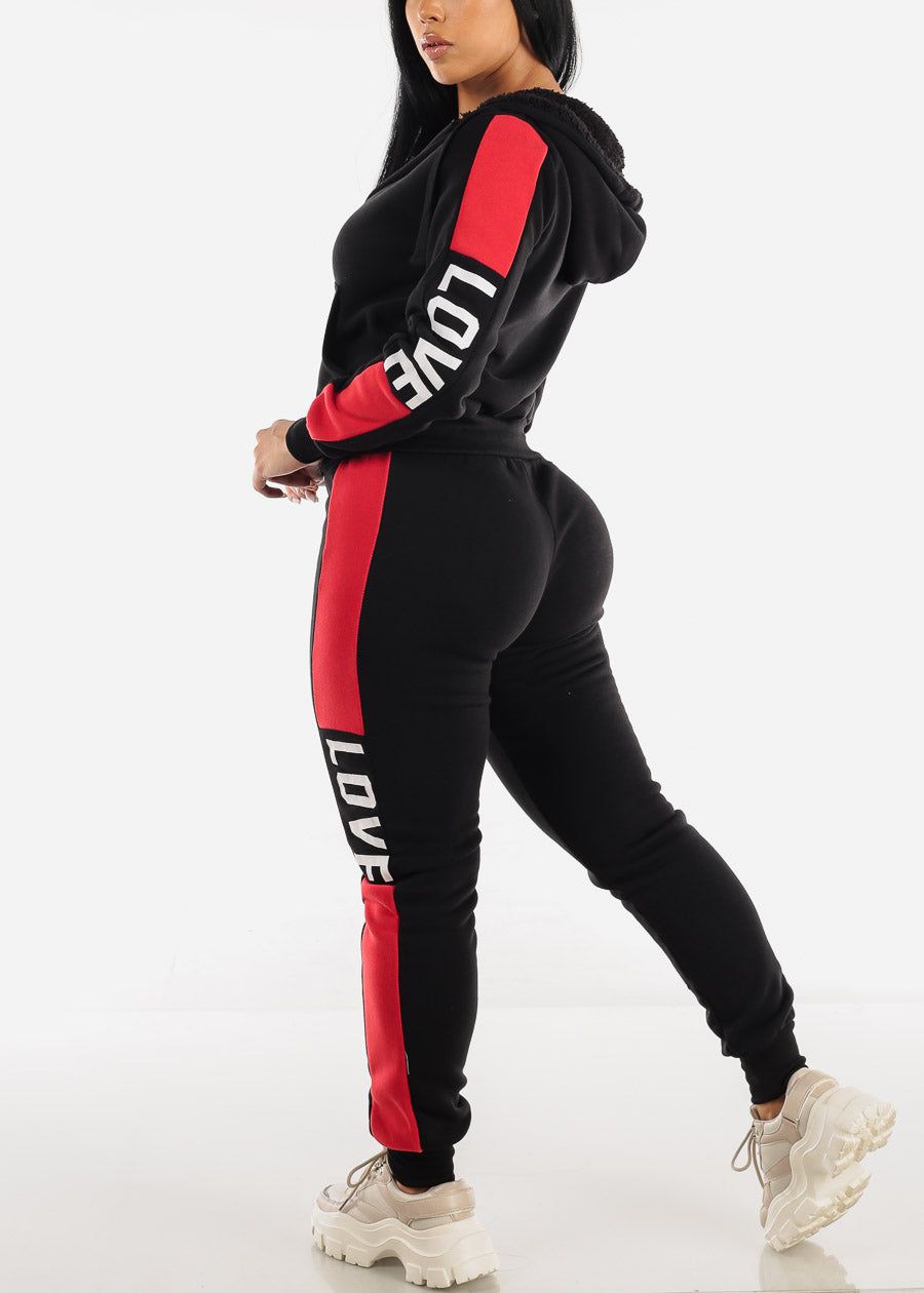 Fleece High Waist Jogger Sweatpants Black "Love" sold by Moda product image thumbnail 5