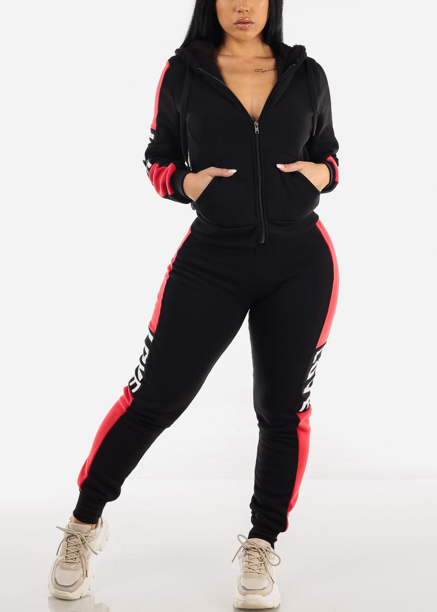 Fleece High Waist Jogger Sweatpants Black "Love" sold by Moda product image thumbnail 2
