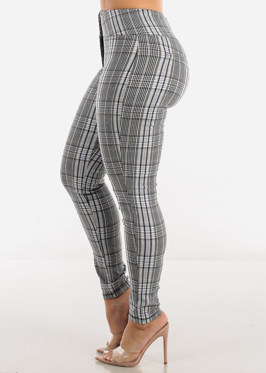 High Waisted Printed Dressy Skinny Pants Blue sold by Moda product image thumbnail 3