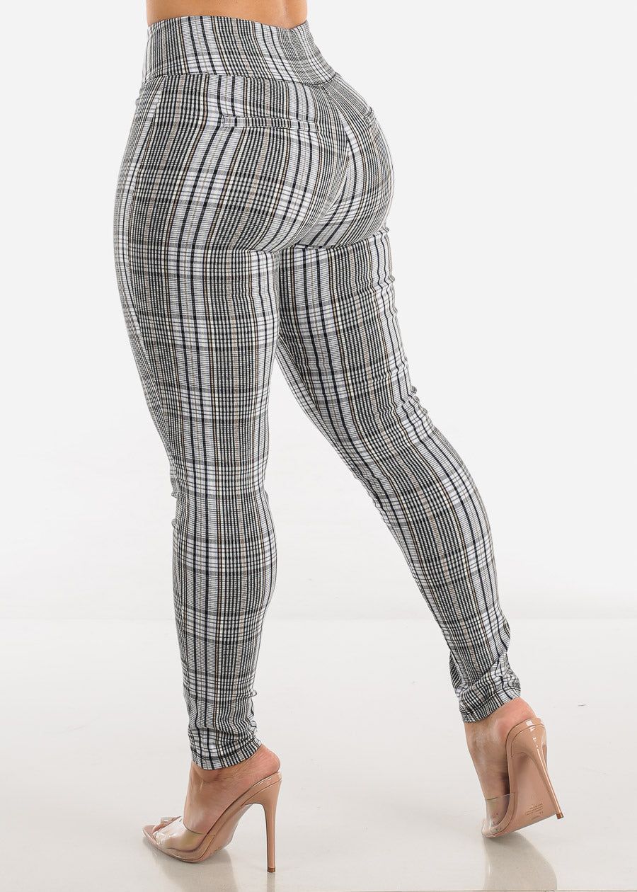 High Waisted Printed Dressy Skinny Pants Blue sold by Moda product image thumbnail 4