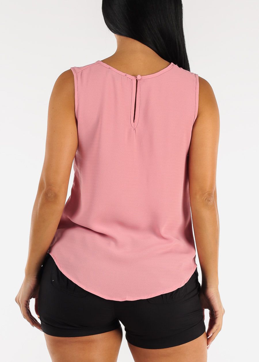 Sleeveless Pleated Neckline Chiffon Blouse Mauve sold by Moda product image thumbnail 4