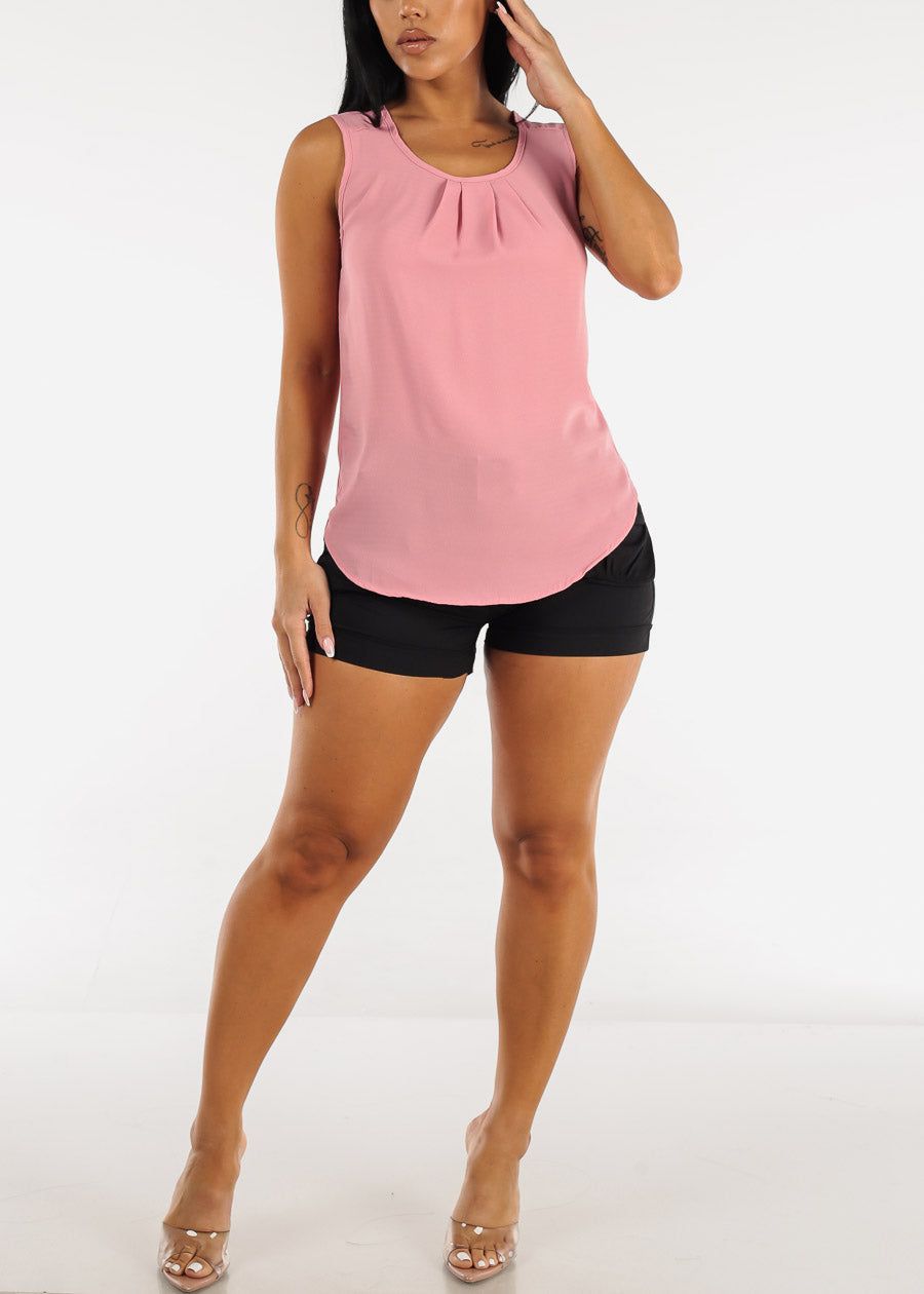 Sleeveless Pleated Neckline Chiffon Blouse Mauve sold by Moda product image thumbnail 2