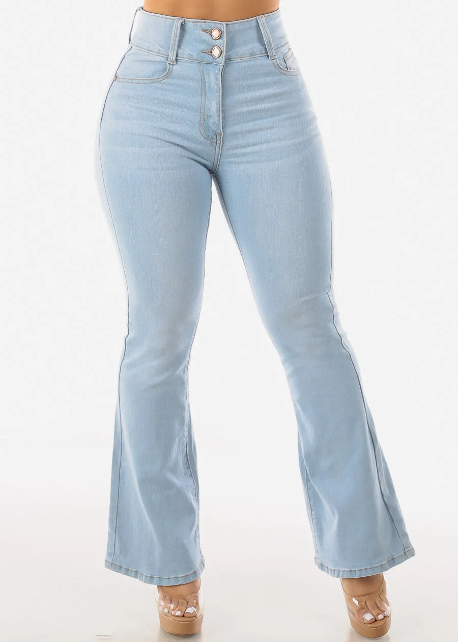 High Waist Butt Lifting Flared Bootcut Jeans Light Wash sold by Moda product image thumbnail 3