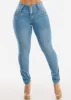 MX JEANS Butt Lifting Mid Rise Light Blue Skinny Jeans sold by Moda