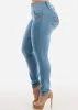 MX JEANS Butt Lifting Mid Rise Light Blue Skinny Jeans sold by Moda