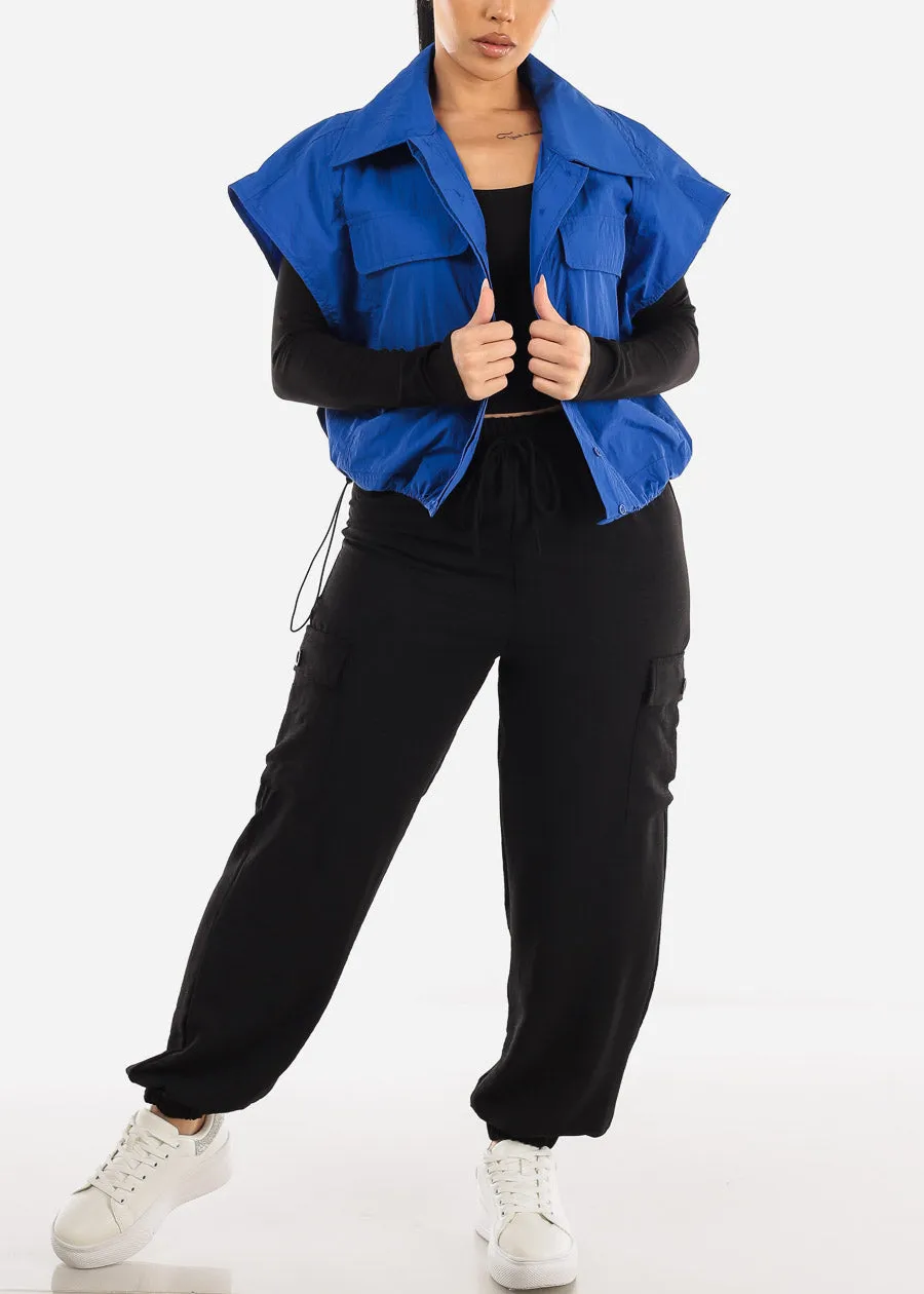 High Waist Black Cargo Elastic Jogger Pants sold by Moda product image thumbnail 2