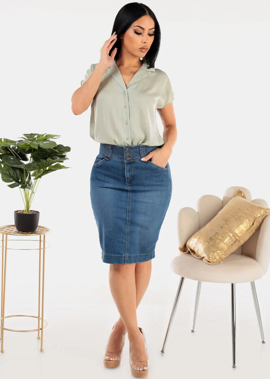 High Waist Butt Lifting Denim Pencil Skirt sold by Moda product image thumbnail 5