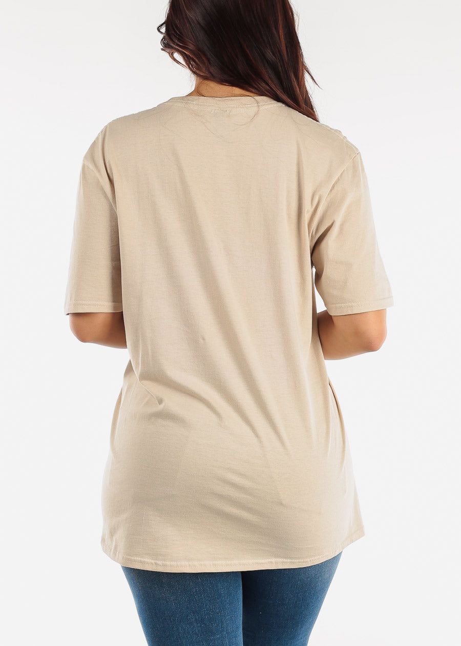 Beige Vintage Graphic Oversized Short Sleeve Tee Love Yourself sold by Moda product image thumbnail 5