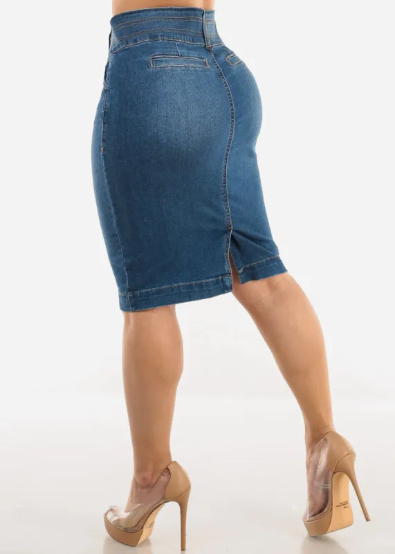 High Waist Butt Lifting Denim Pencil Skirt sold by Moda