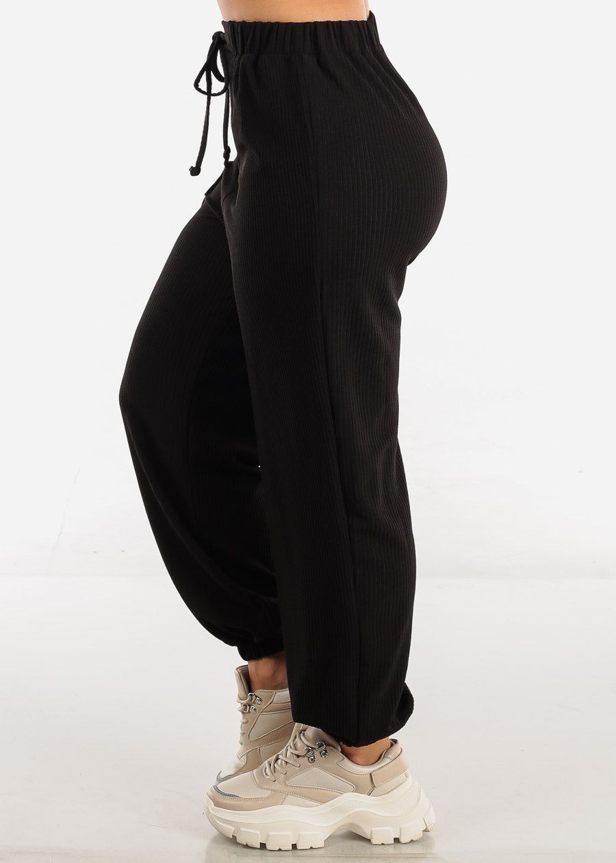 Black High Waisted Relax Fit Jogger Pants sold by Moda product image thumbnail 4