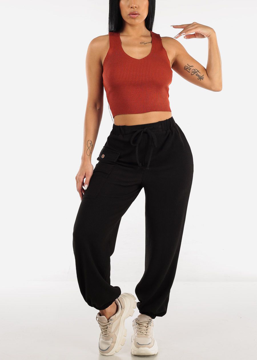 Black High Waisted Relax Fit Jogger Pants sold by Moda product image thumbnail 3
