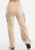 High Waist Wide Leg Cargo Pants Beige sold by Moda