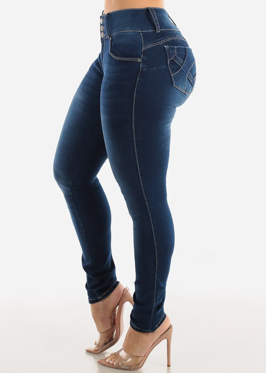 Dark Denim Mid Rise Butt Lifting Skinny Jeans sold by Moda product image thumbnail 4