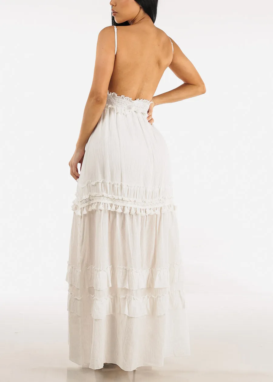 White Open Back Smock Waist Maxi Dress sold by Moda product image thumbnail 2