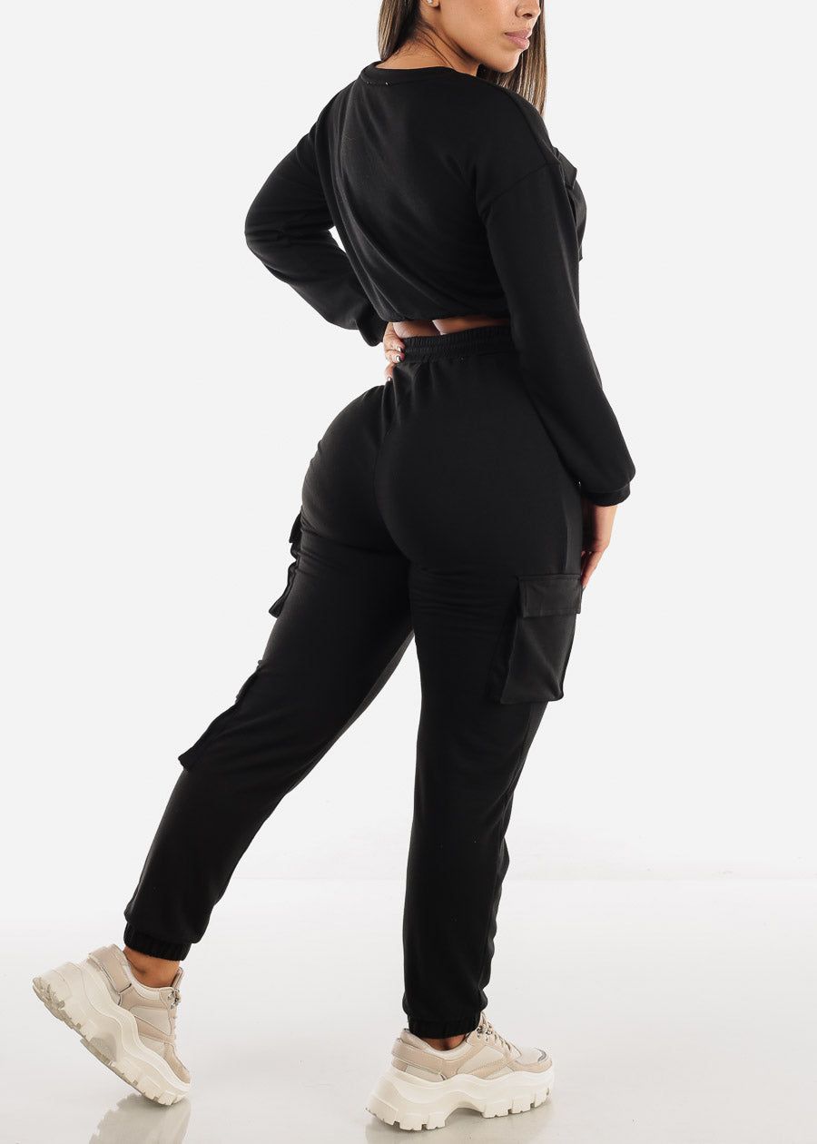 French Terry Black Top & Joggers (2 PCE SET) sold by Moda product image thumbnail 4