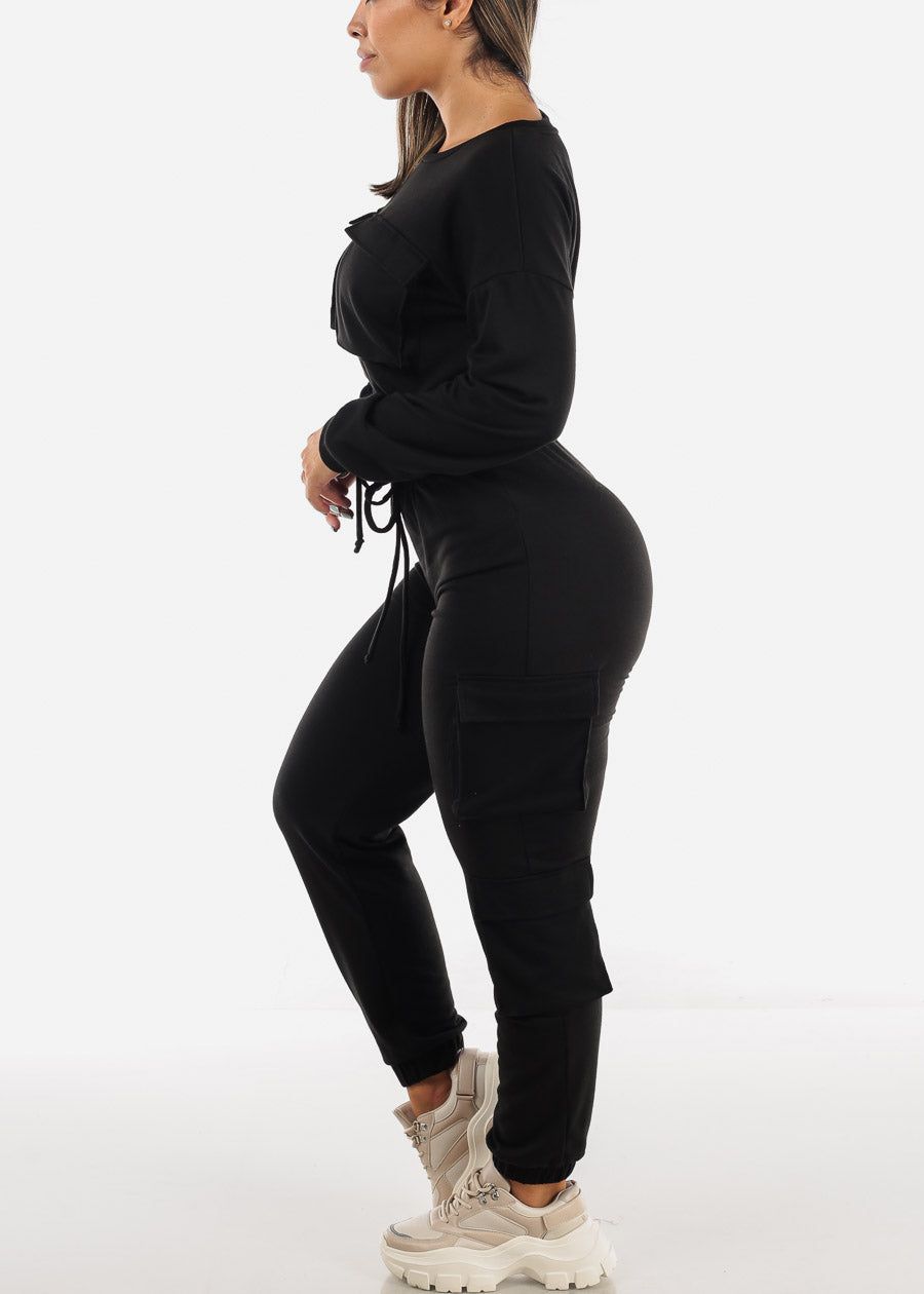 French Terry Black Top & Joggers (2 PCE SET) sold by Moda product image thumbnail 2