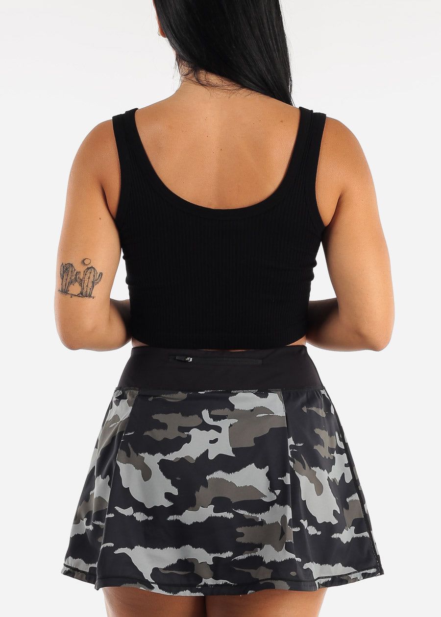 MONO B Black Ribbed Seamless Cropped Tank Top sold by Moda product image thumbnail 6