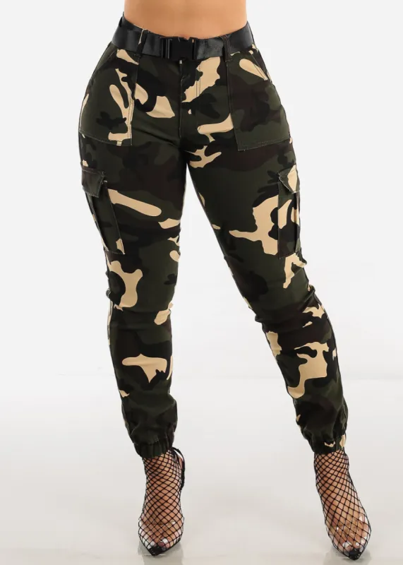 Camouflage Cargo Jogger Pants with Belt sold by Moda