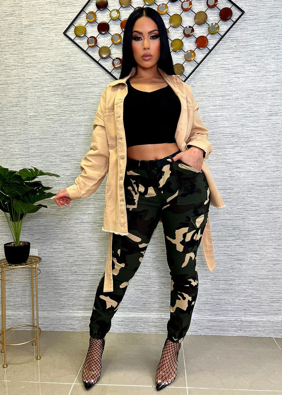 Camouflage Cargo Jogger Pants with Belt sold by Moda product image thumbnail 2