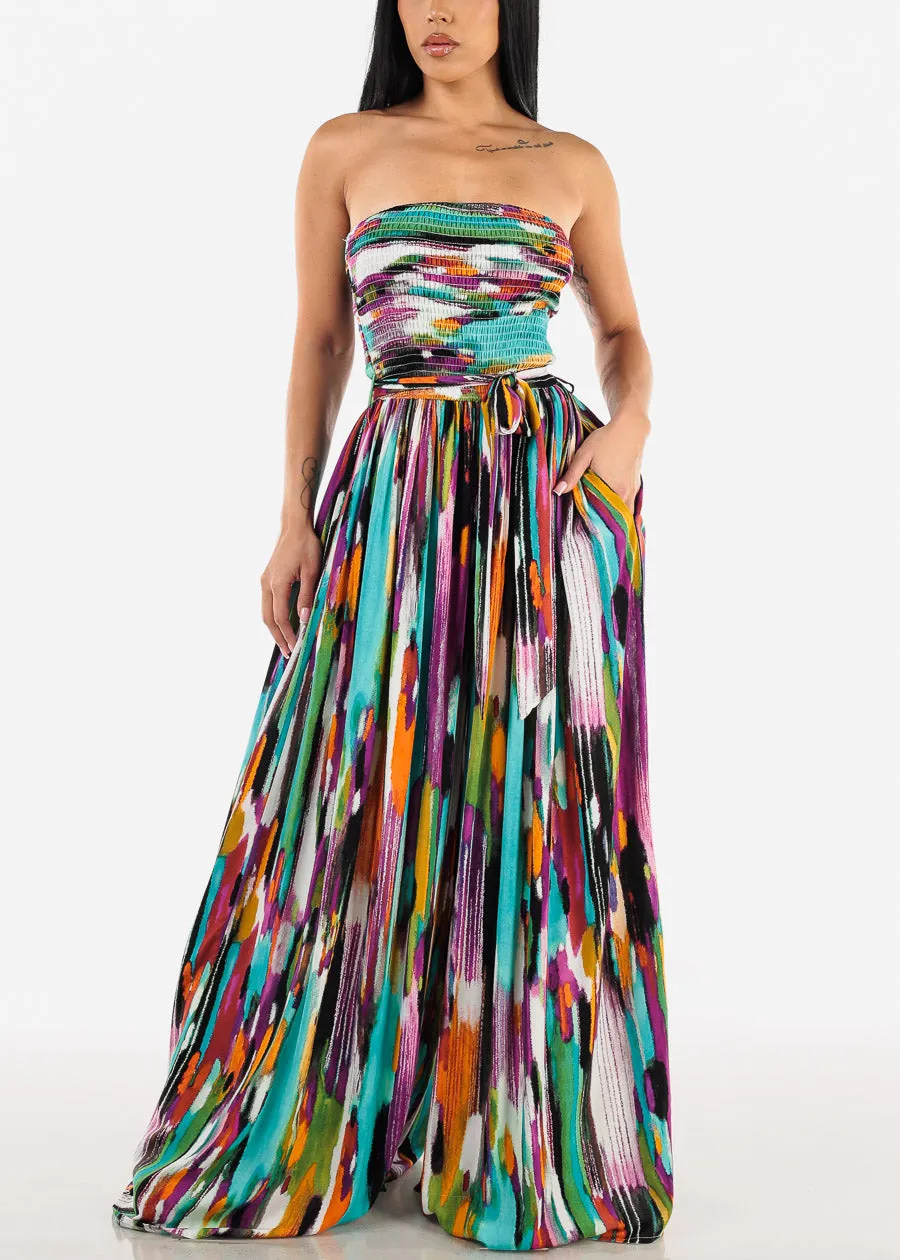 Strapless Wide Legged Printed Jumpsuit Multicolor sold by Moda product image thumbnail 5