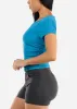 Short Sleeve Crewneck Ruched Top Aqua Blue sold by Moda