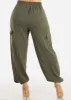High Waist Cargo Elastic Jogger Pants Olive sold by Moda