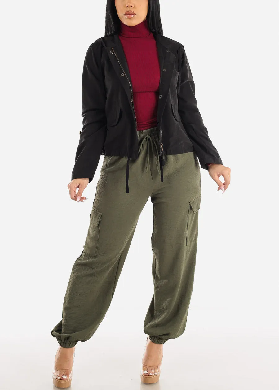 High Waist Cargo Elastic Jogger Pants Olive sold by Moda product image thumbnail 2