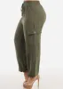 High Waist Cargo Elastic Jogger Pants Olive sold by Moda