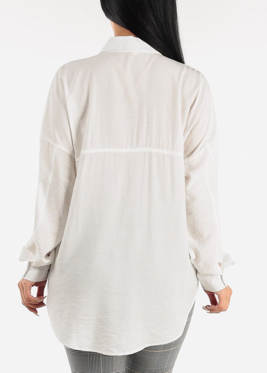 Long Sleeve Button Up Oversized White Shirt sold by Moda product image thumbnail 5
