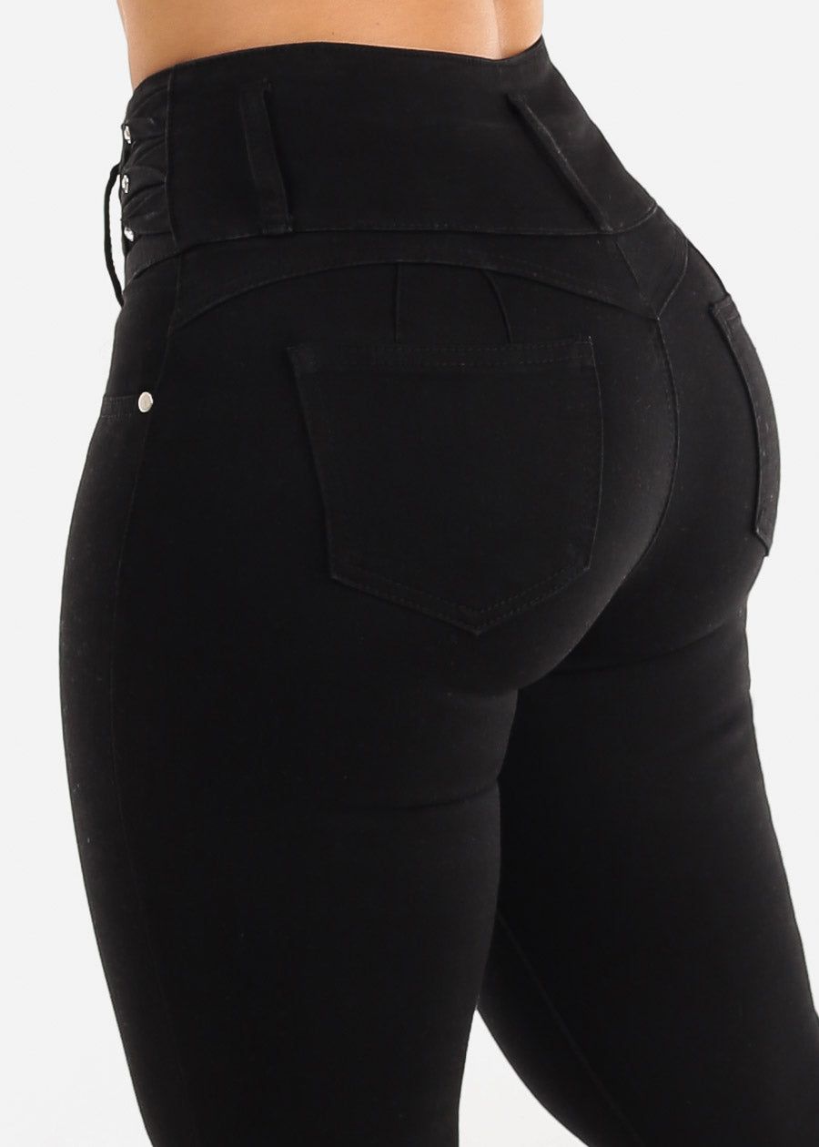 Black Butt Lifting High Waist Skinny Jeans sold by Moda
