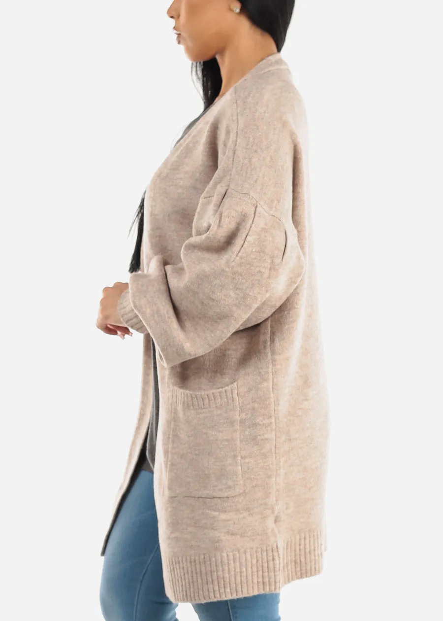 Long Sleeve Open Front Maxi Cardigan Mocha w Pockets sold by Moda product image thumbnail 3