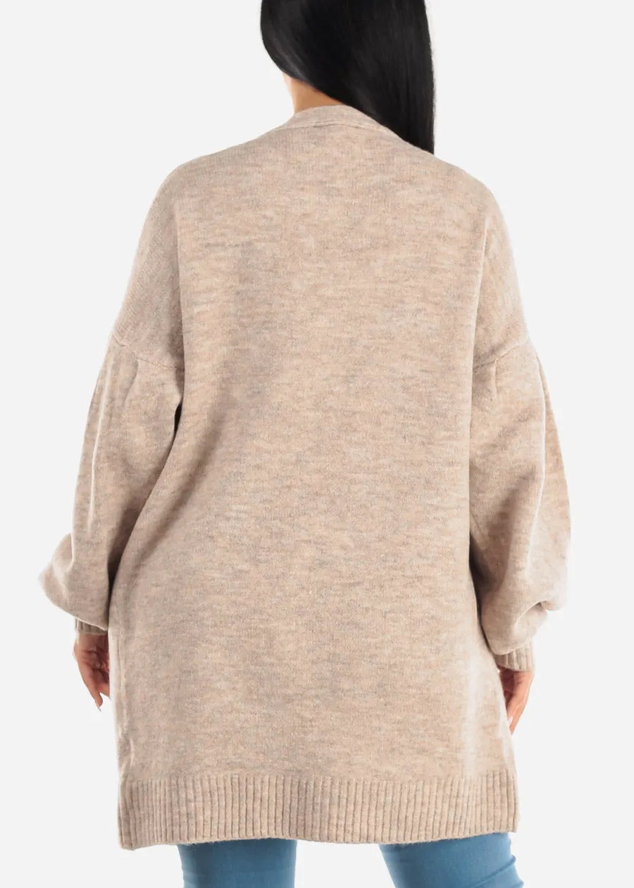 Long Sleeve Open Front Maxi Cardigan Mocha w Pockets sold by Moda product image thumbnail 4