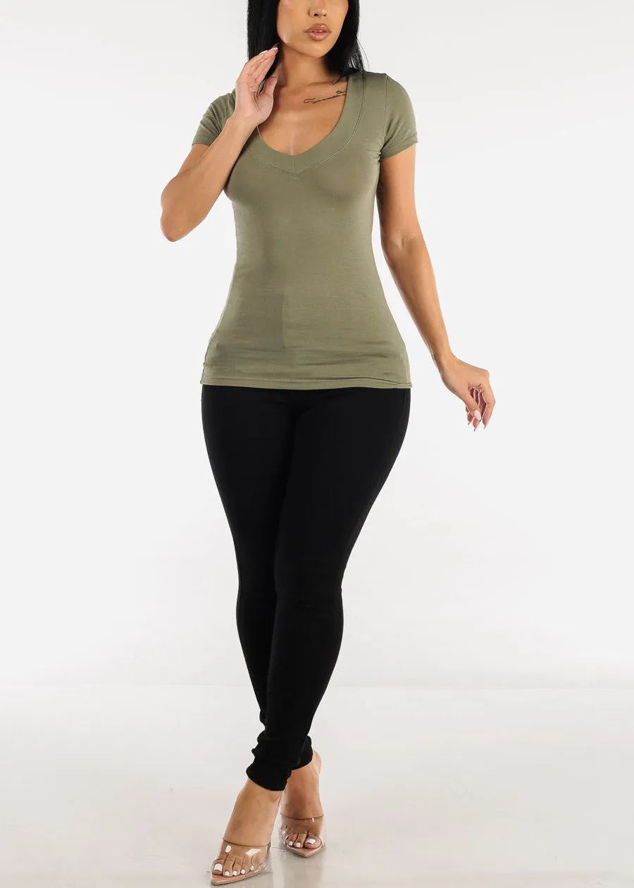 V-Neck Basic T-Shirt (Light Green) sold by Moda product image thumbnail 2