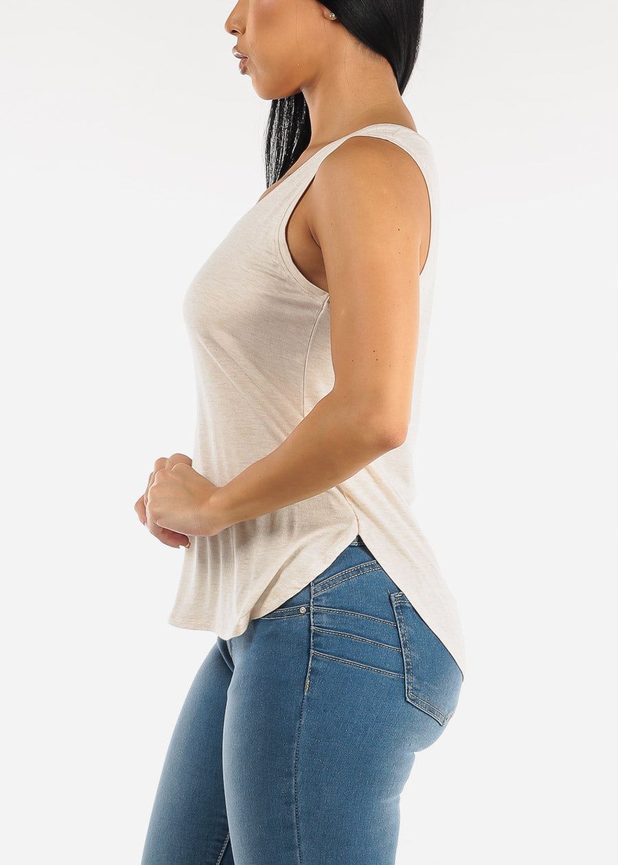 Sleeveless Vneck Tank Top Heather Oat sold by Moda product image thumbnail 3