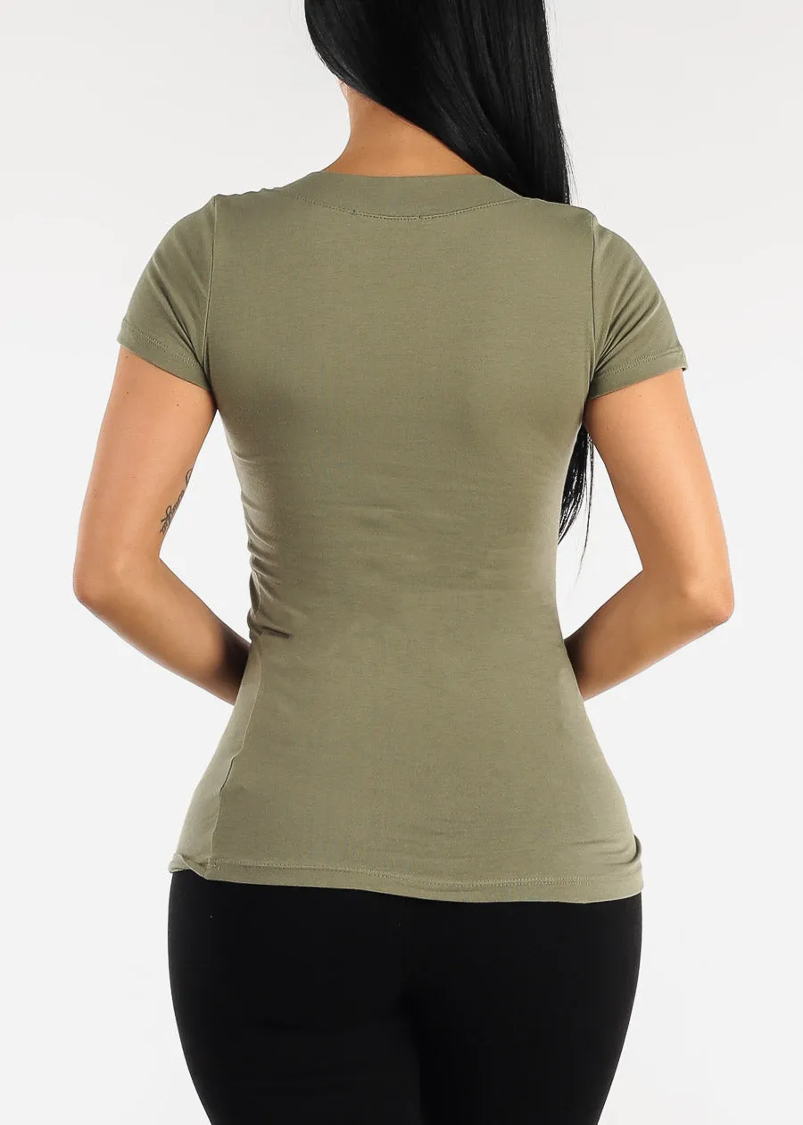 V-Neck Basic T-Shirt (Light Green) sold by Moda product image thumbnail 4
