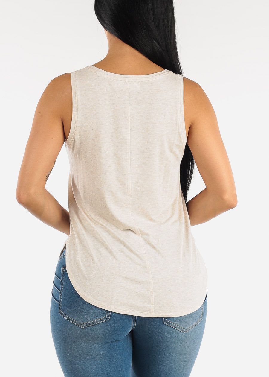 Sleeveless Vneck Tank Top Heather Oat sold by Moda product image thumbnail 4