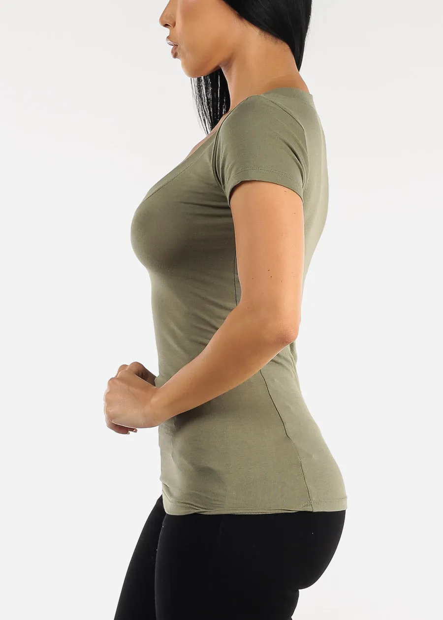 V-Neck Basic T-Shirt (Light Green) sold by Moda product image thumbnail 3